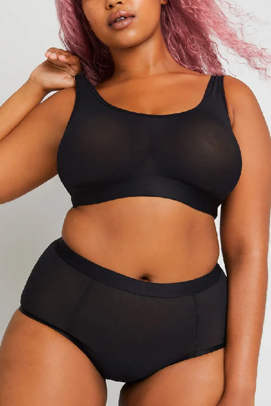 Sieve High-Waist Brief in Black