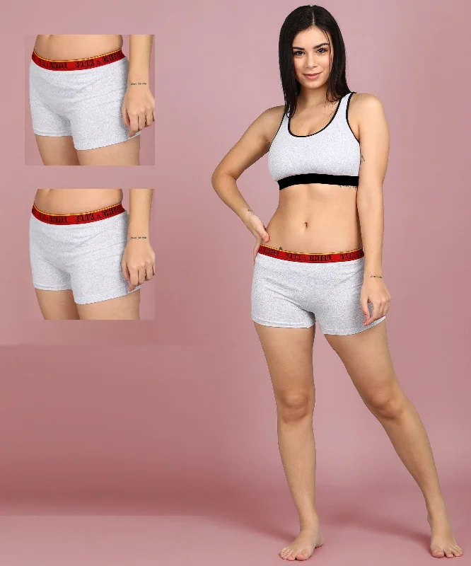 Womens FLIXCHILL Boys Shorts 2Combo (White Melange)