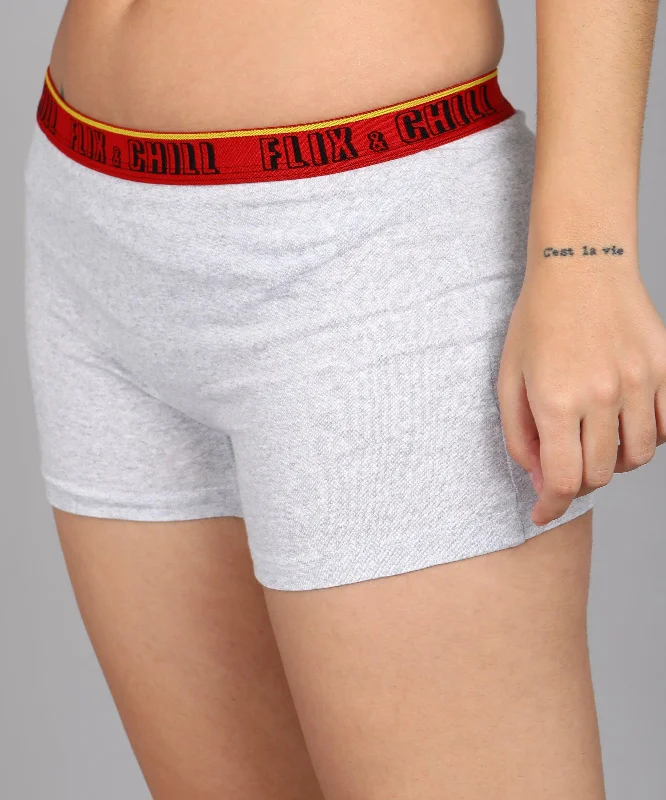 Womens FLIXCHILL Boys Shorts 2Combo (White Melange)