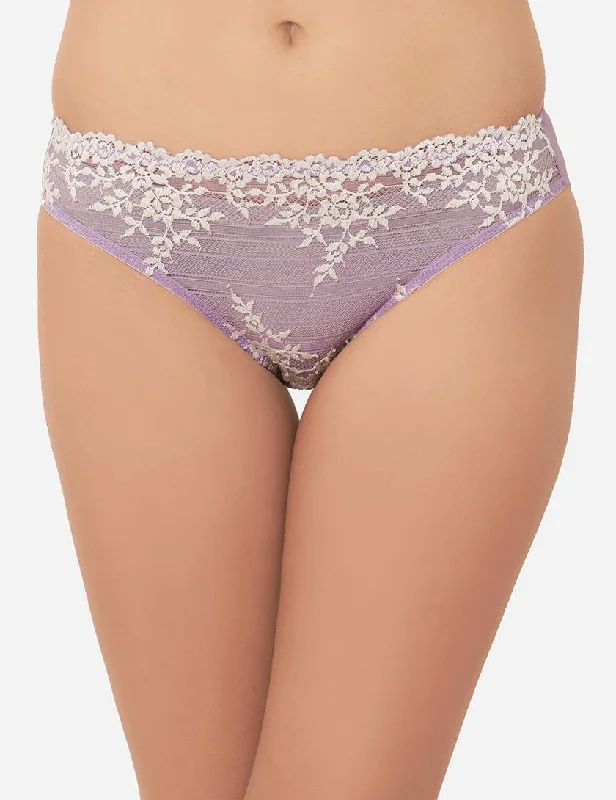 Embrace Lace Low Waist Medium Coverage Bridal Wear Lace Bikini Panty - Lavender