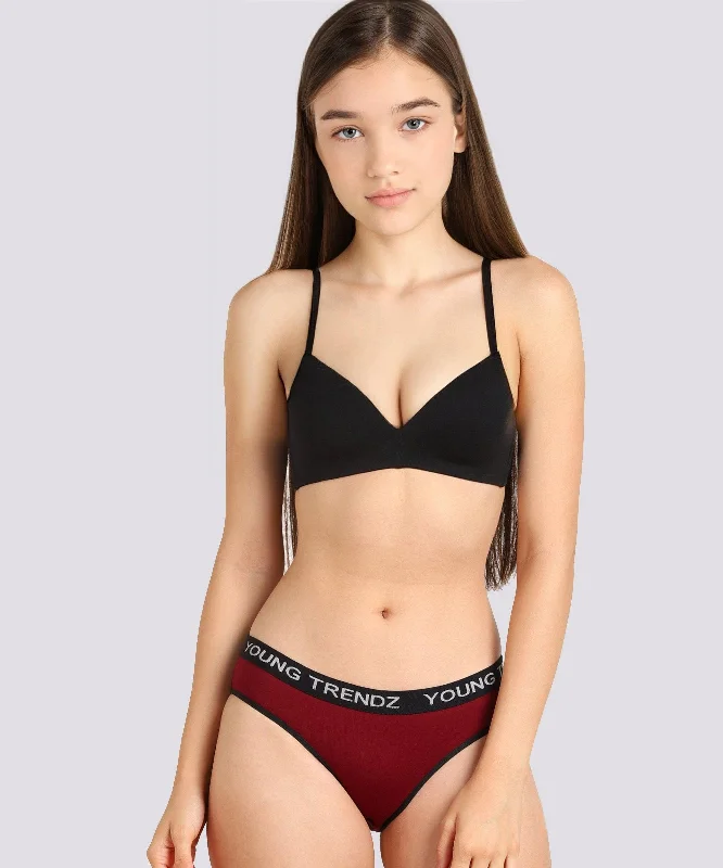 Girls  YT Elastic Hipster Maroon Panty