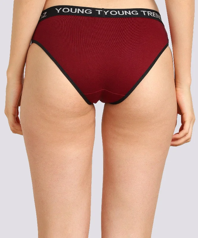 Girls  YT Elastic Hipster Maroon Panty