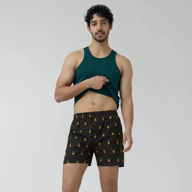 Remix Cotton Boxers Pineapple Black