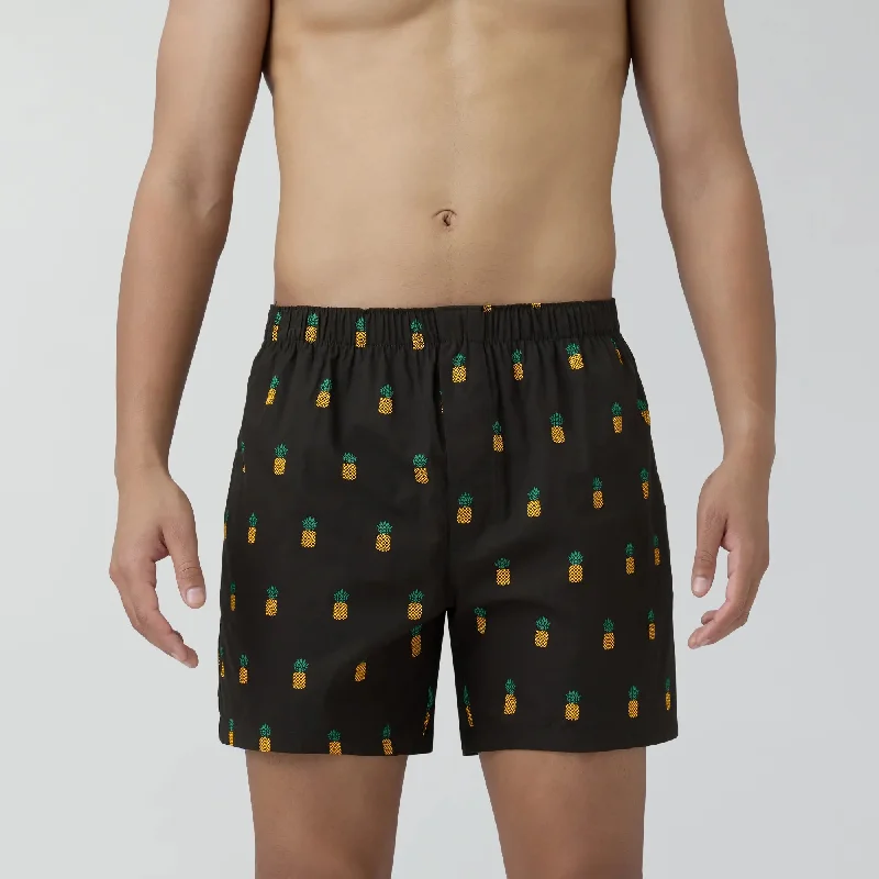 Remix Cotton Boxers Pineapple Black