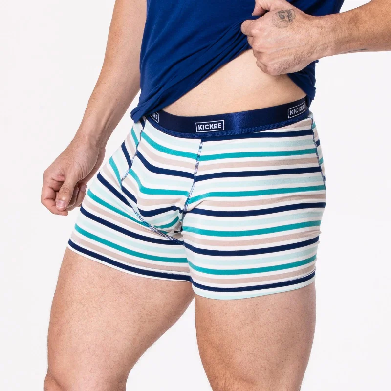 Men's Print Boxer Brief in Sand and Sea Stripe