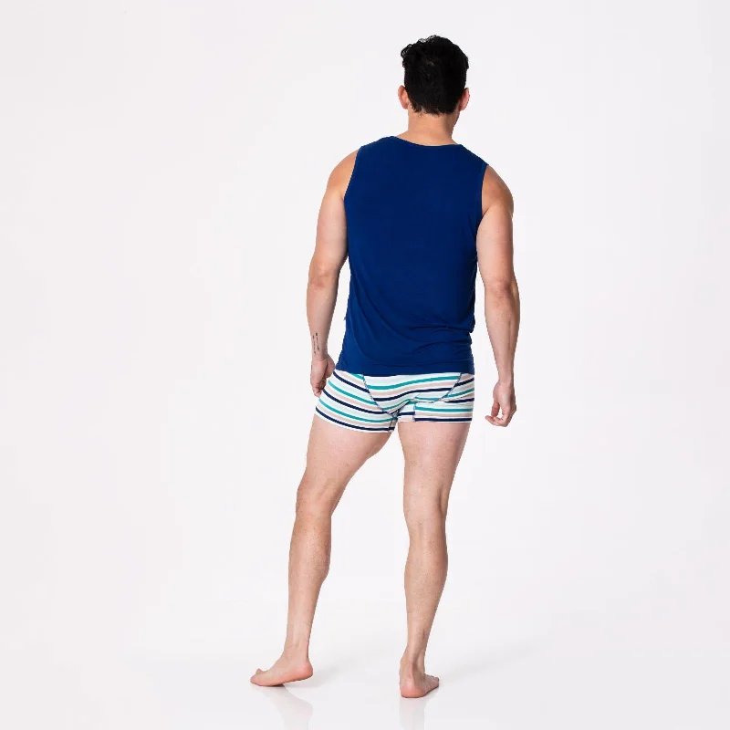 Men's Print Boxer Brief in Sand and Sea Stripe