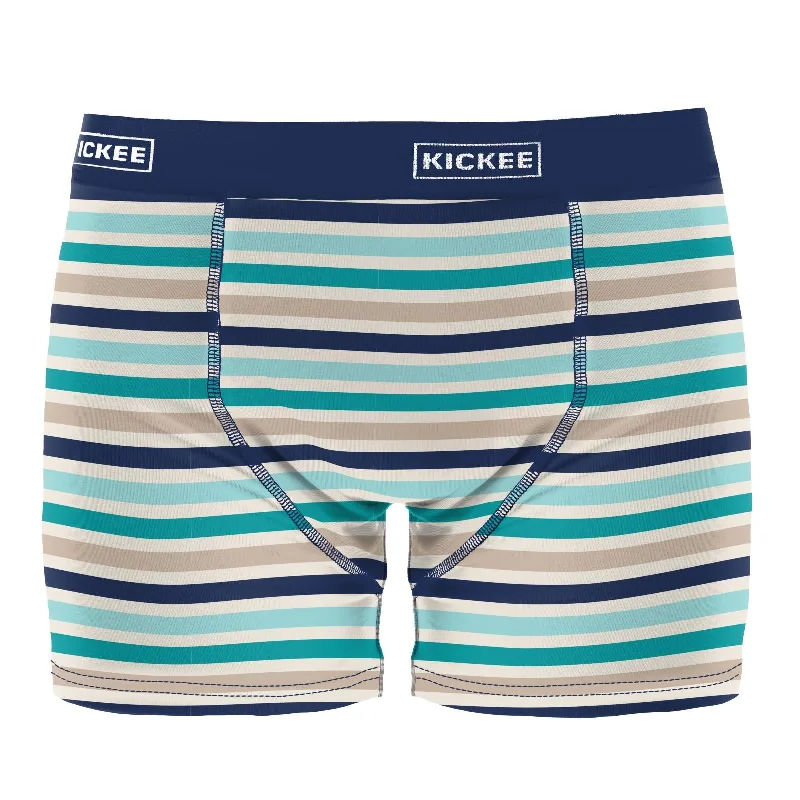 Men's Print Boxer Brief in Sand and Sea Stripe