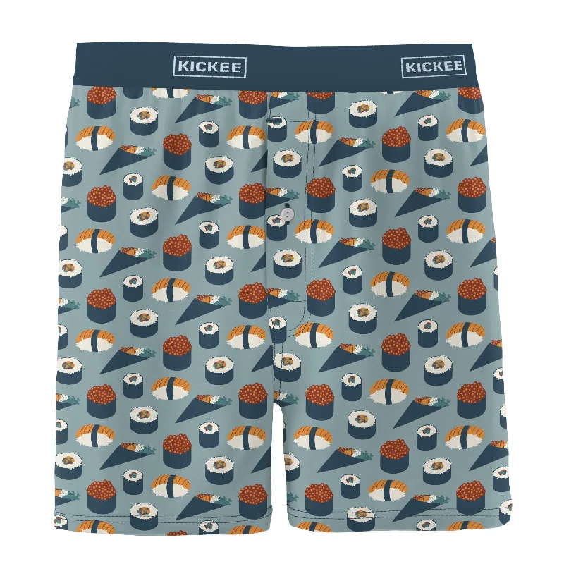 Men's Print Boxer Short in Jade Sushi