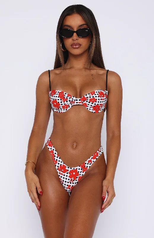 More Than A Dream Bikini Top Gingham Red Floral