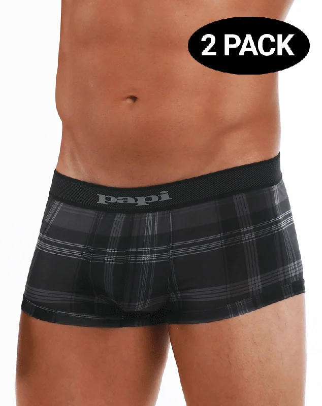 Papi 626182-962 Cool2 2pk Solid-print Brazilian Trunks Black-gray