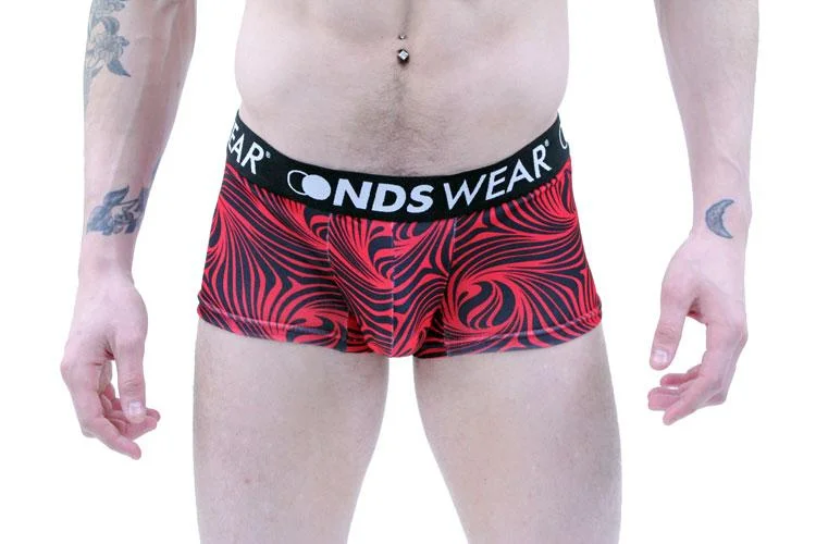 Red Black Cappuccino Stripes Men's Short Trunk Underwear by NDS Wear - BLOWOUT SALE!