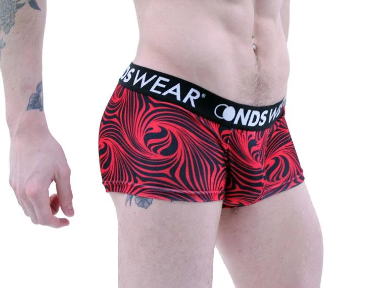 Red Black Cappuccino Stripes Men's Short Trunk Underwear by NDS Wear - BLOWOUT SALE!