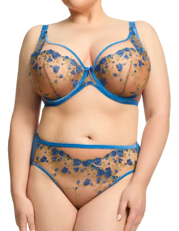 Rosewyn in Charming Blue High Cut Brief By Dita Von Teese Lingerie - sizes XS-4X