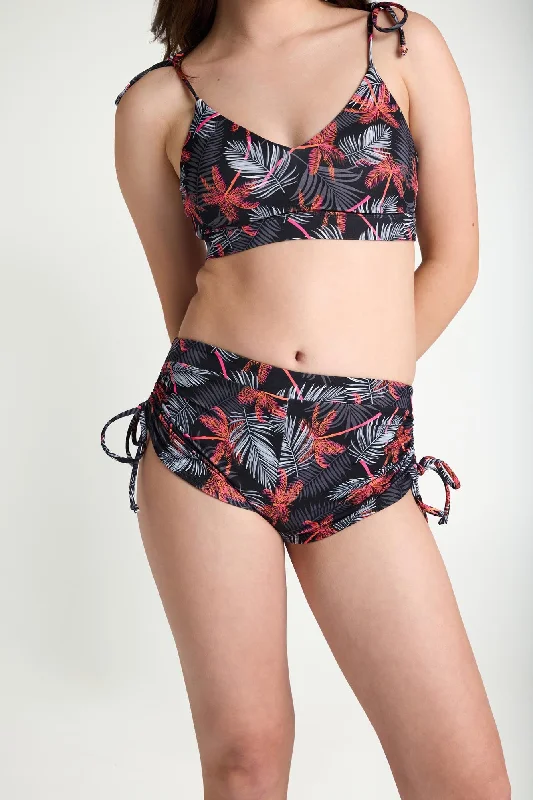 Teen Swimwear Tie Side Short High Absorbency Jungle Palm Black