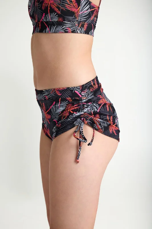 Teen Swimwear Tie Side Short High Absorbency Jungle Palm Black