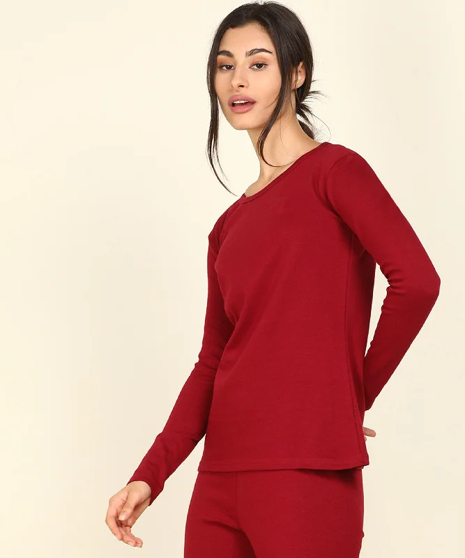 Thermal Full Sleeve Top for Winter Stretchable - Maroon