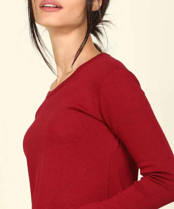 Thermal Full Sleeve Top for Winter Stretchable - Maroon