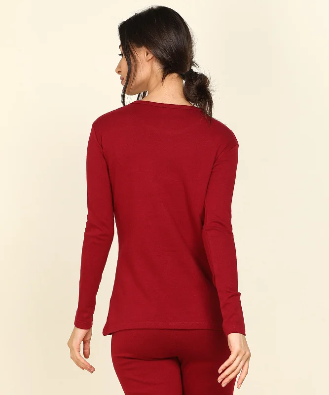 Thermal Full Sleeve Top for Winter Stretchable - Maroon