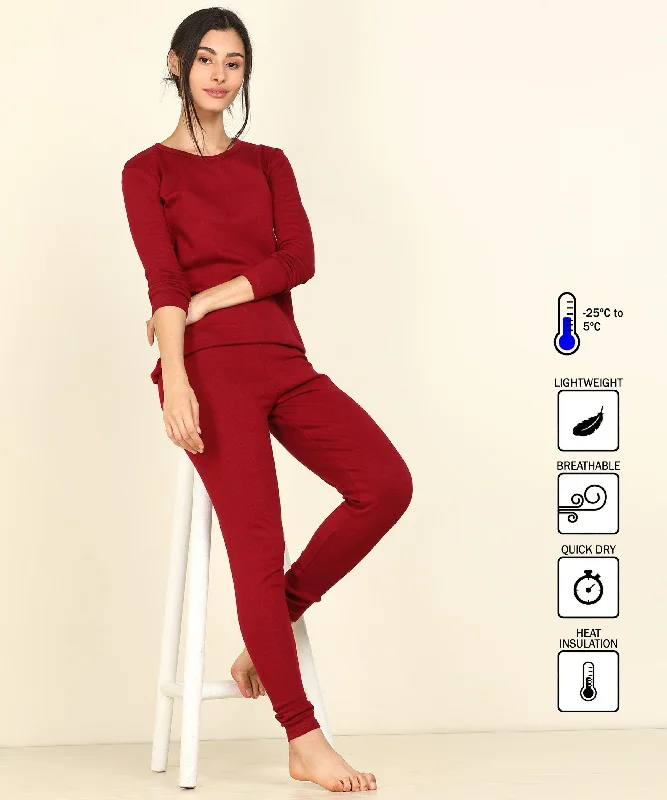 Thermal Full Sleeve Top for Winter Stretchable - Maroon