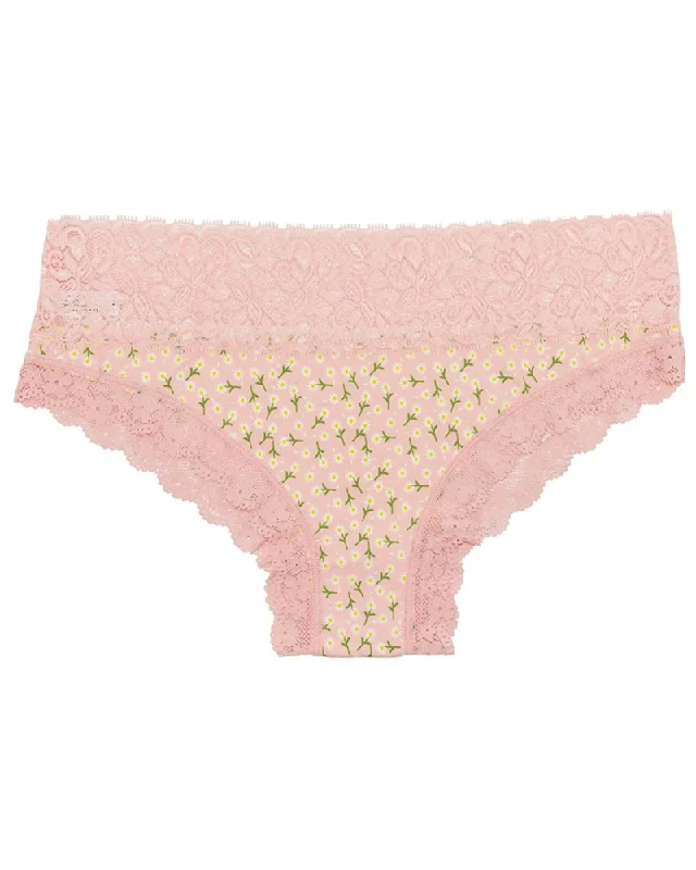 4637 Sunflowers Powder Pink Laser Cut Bikini with Lace