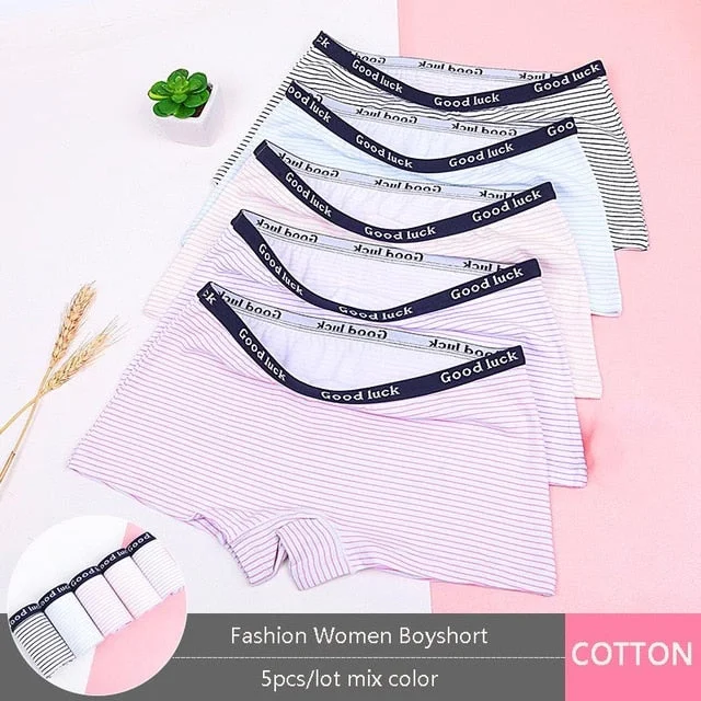 5PCS/LOT Cotton Panties Women's Boyshort New