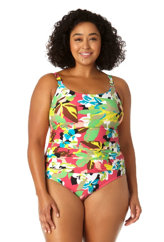 Anne Cole Plus - Women's Shirred Lingerie Maillot One Piece Swimsuit