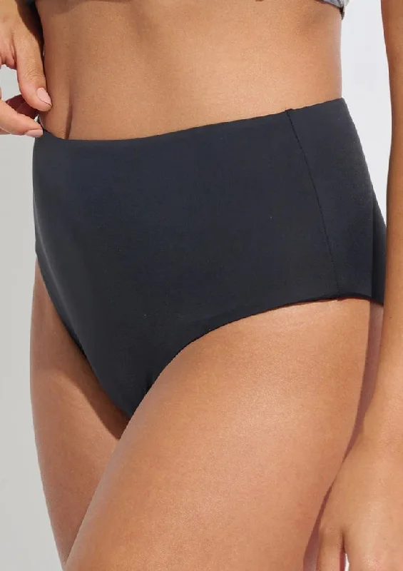 Black Second Skin Retro High-Waist Swim Bottom