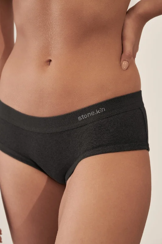 Women's Brief in Organic Cotton Rib - Tar