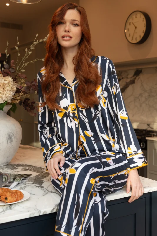 Knightsbridge Floral Stripe Print Pyjama Set