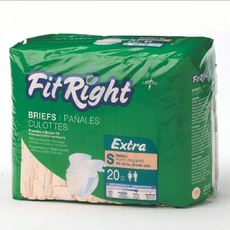 FitRight FITEXTRASM Extra Cloth-Like Brief, Small (20"" to 33""). Pack of 20