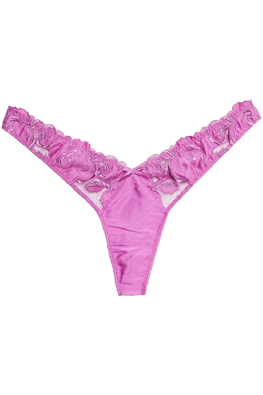 Rose Logo Embroidery High Leg Thong