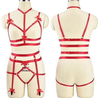 Full 3 Ribbon Red Body Harness