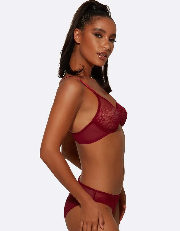 Gossard Glossies Lace Sheer Brief Bordeaux