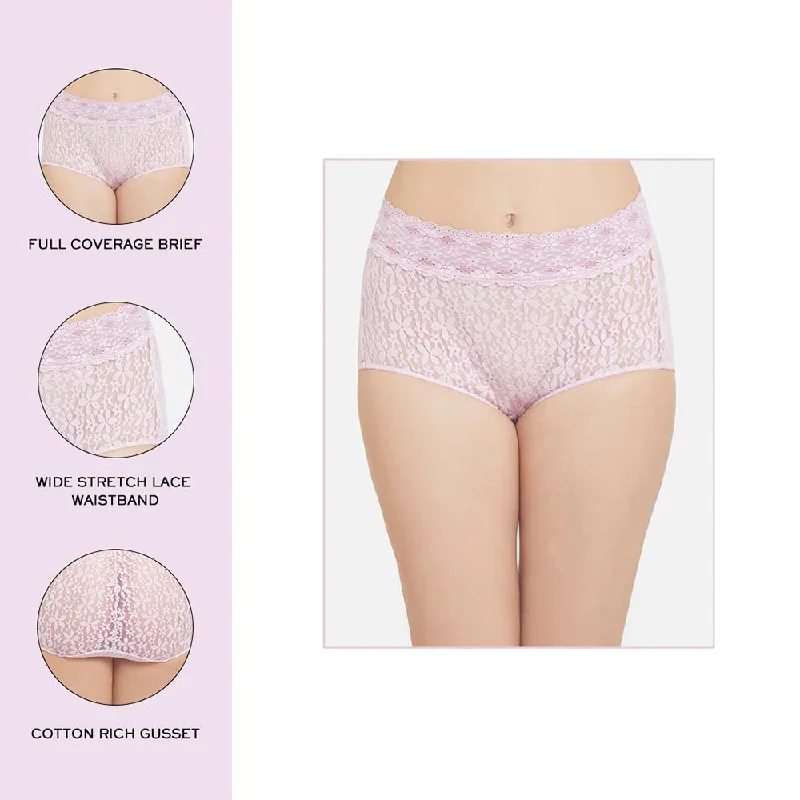 Halo Lace  High Waist Full Coverage Everyday Wear Lace Panty - Purple