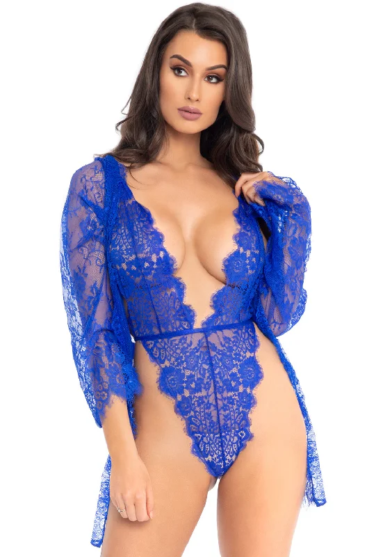 Leg Avenue  Floral Lace Teddy With Matching Robe  86112