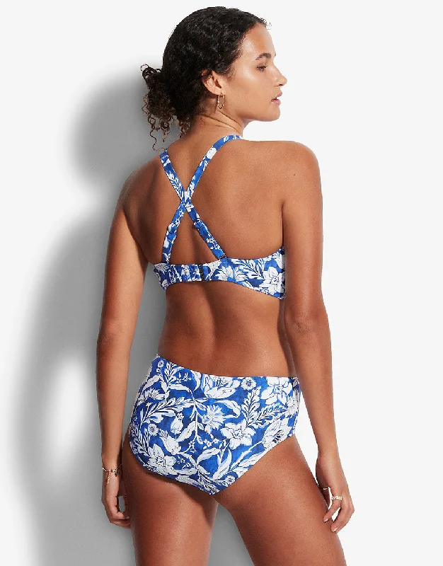 Modern Marina Wide Side Retro Bikini Pant - Blue