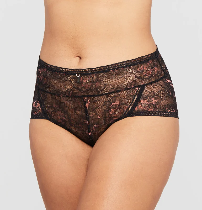 Montelle Mystique Black & Pecan High Waist Brief Panty 9494