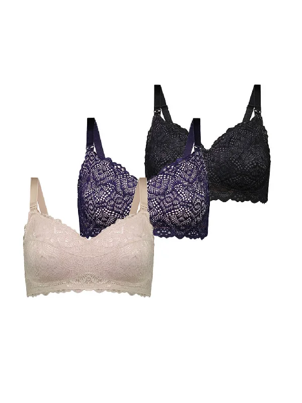 Maternity Bra - 3 Pack- Almond Rose,  Black Charcoal,  Navy Rose