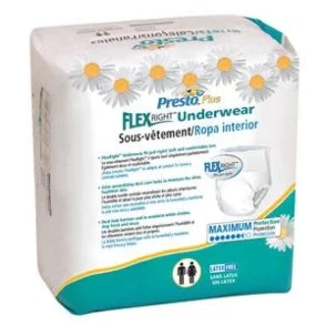 Presto Supreme Protective Underwear Medium 32"" to 44"" Waist Maximum Absorbency White Pack of 20