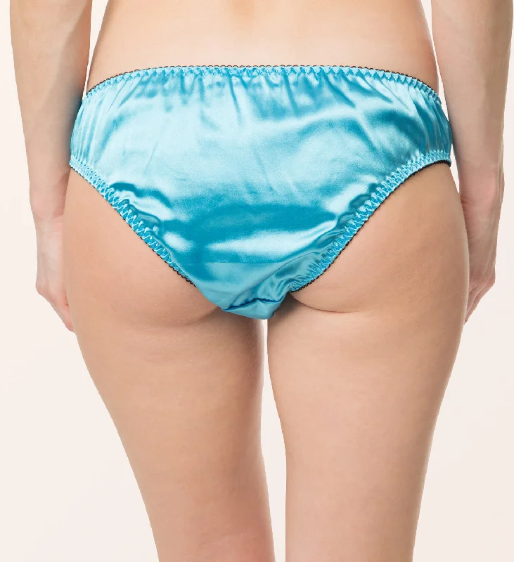 Satin Bow Bikini Briefs - Aqua Blue