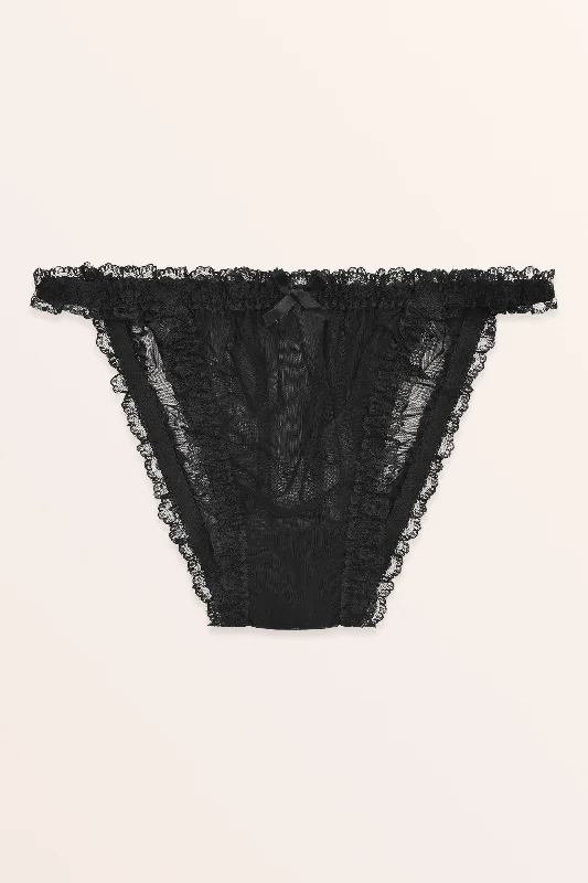 Sheer Frilly Panties - Black