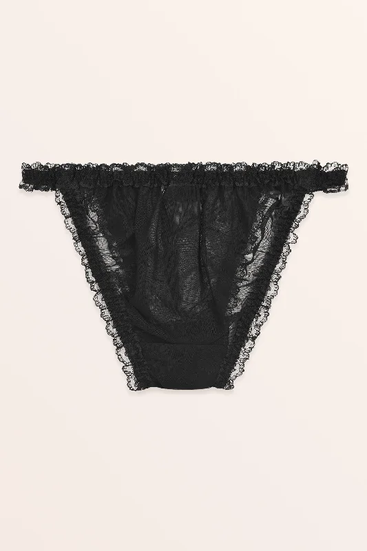 Sheer Frilly Panties - Black