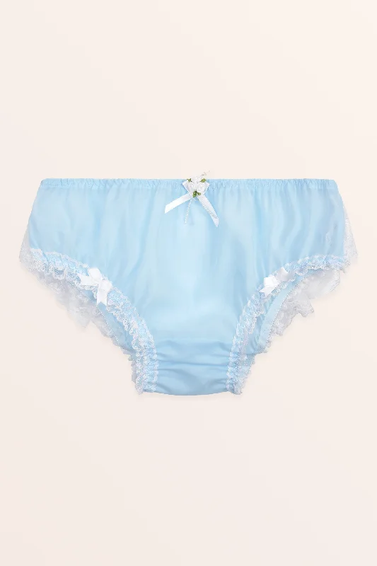 Sheer Ruffle Lace Panties - Baby Blue / White Lace