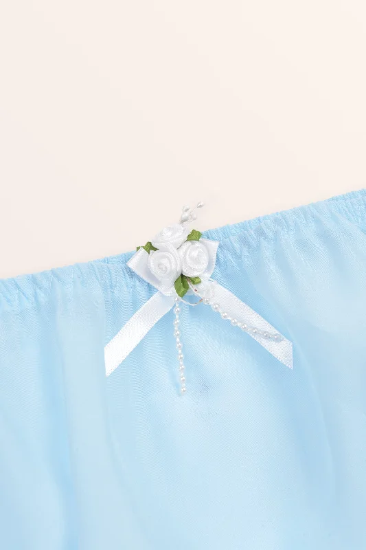 Sheer Ruffle Lace Panties - Baby Blue / White Lace