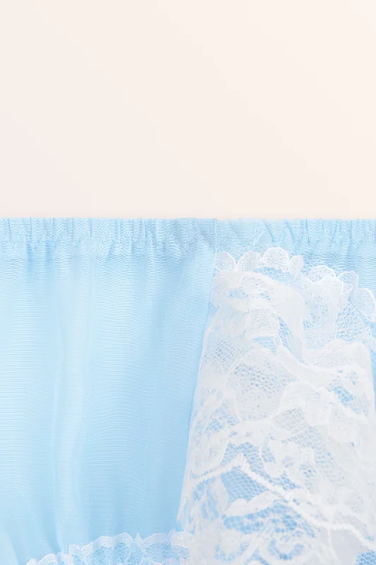 Sheer Ruffle Lace Panties - Baby Blue / White Lace