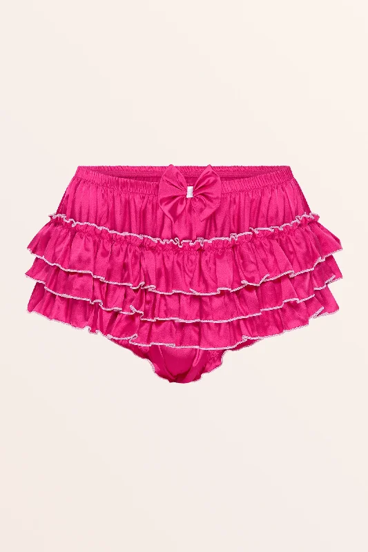 Sissy Satin Ruffled Skirted Panties - Hot Pink