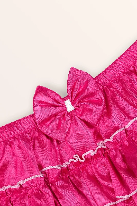 Sissy Satin Ruffled Skirted Panties - Hot Pink