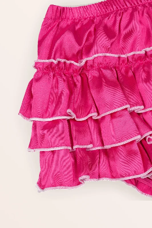 Sissy Satin Ruffled Skirted Panties - Hot Pink