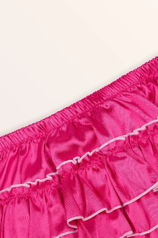 Sissy Satin Ruffled Skirted Panties - Hot Pink