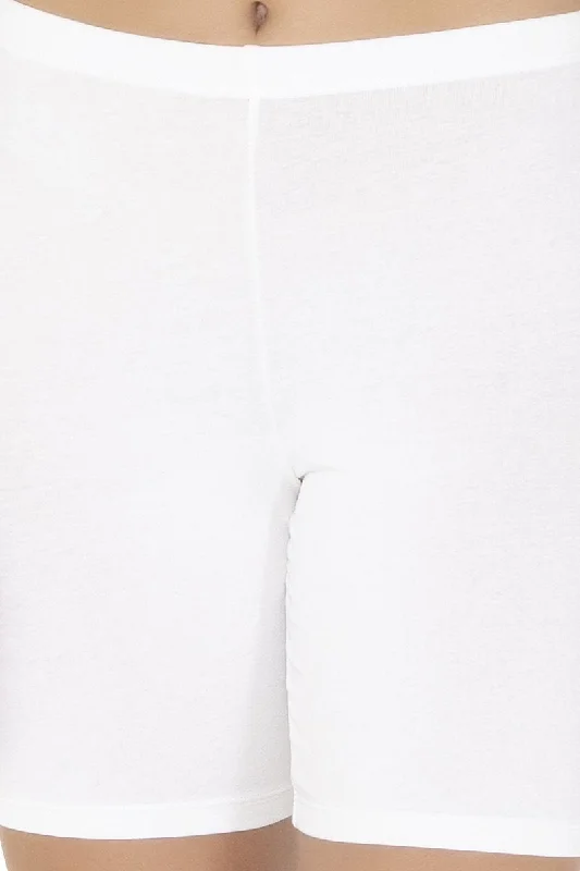 Smooth Mid-thigh Cotton Shortie Liner - White